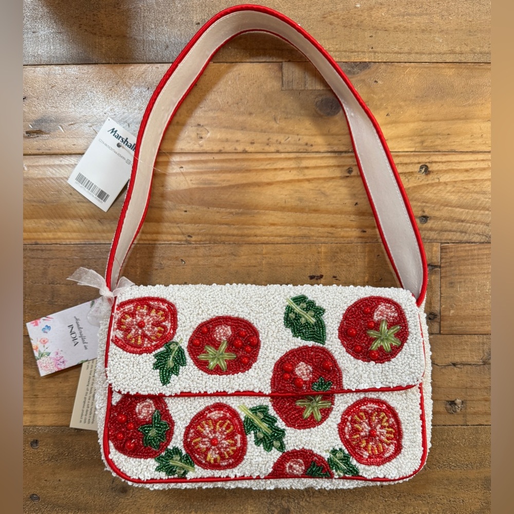 NWT BEADED TOMATO PURSE - Made in India